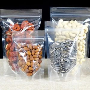 50 Pieces Stand Up PET Transparent Zip Lock Plastic Food Spice Powder Packaging Pouch Clear Bags